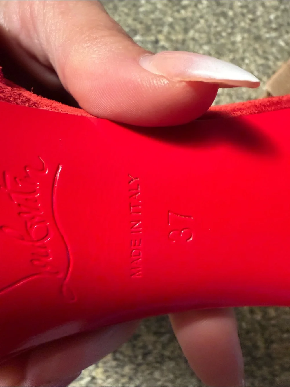 Christian Louboutin Red Suede Platform Peep-Toe Ankle Strap Heels